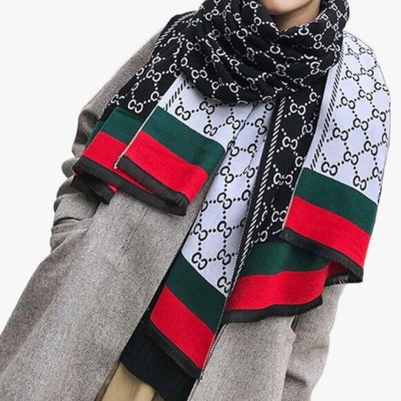 Luxe Burgundy Plaid Blanket Scarf – Oversized Winter Shawl Wrap for Women Soft